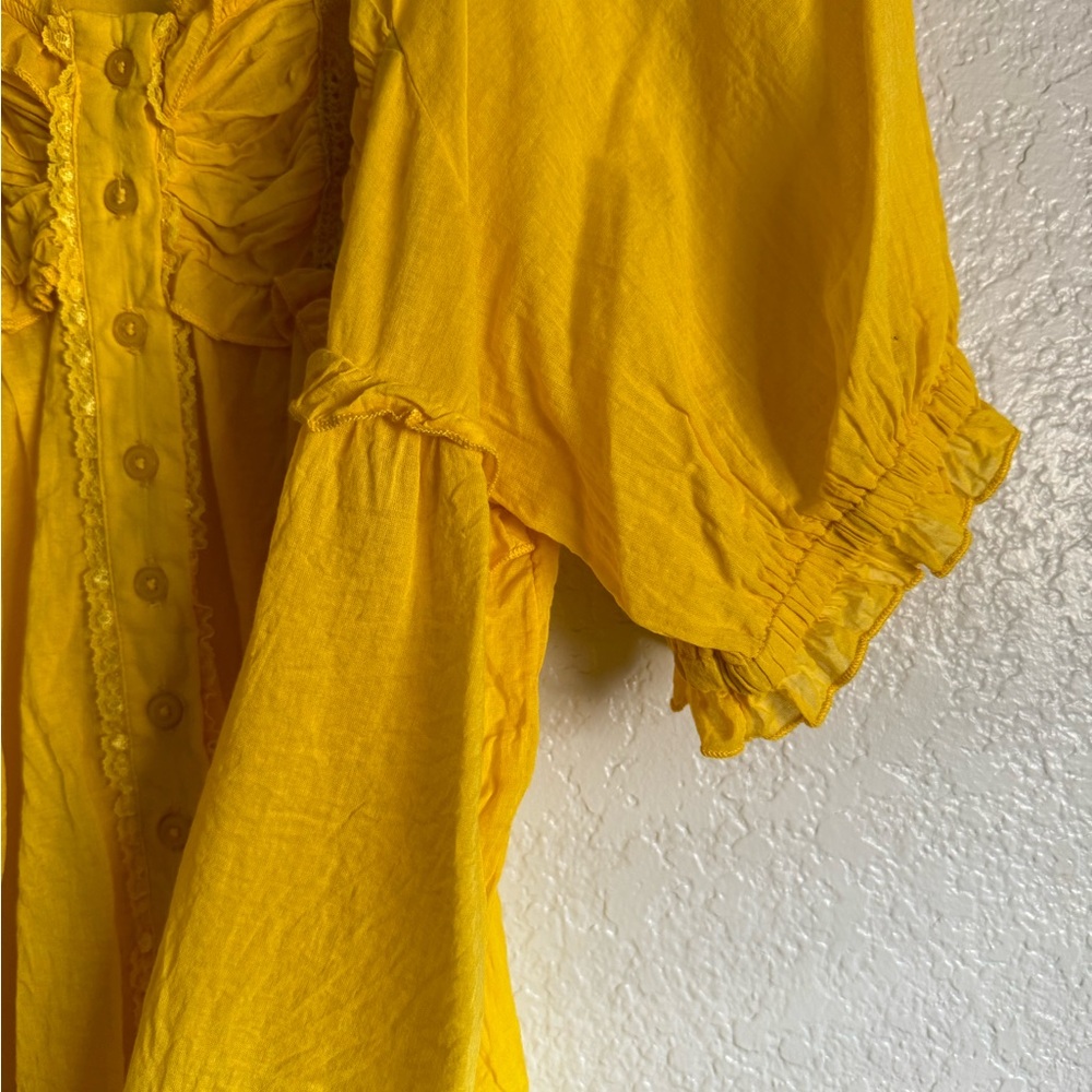 Free People Bright Yellow Ruffle Blouse - Picture 6 of 7